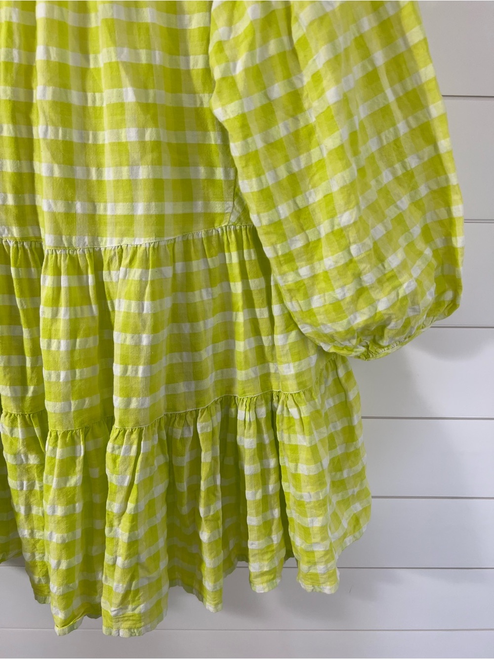 Seafolly Lime Green Gingham Swim Cover Up Dress S/M Boho Beach 100% Cotton - Picture 9 of 14